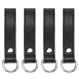quipuda 4 Packs Genuine Leather Belt Loop with D Ring, Tool Belt Loop, Key Fob Leather, Hard (5.08 cm Width)