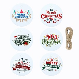 FAZHBARY 180 PCS White Round Holiday Tags Hanging Tags Christmas Gift Tags with Jute Twine for Festival Holiday Present Wrapping Decoration