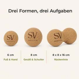SeraVital Fascia Ball Set Cork: Massage Ball 6/8 cm and Peanut 8 x 8 x 16