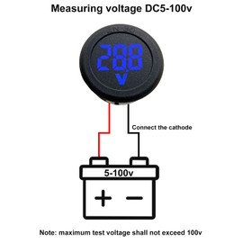 GTIWUNG 5Pcs 4V-100V DC Car LED Digital Voltmeter Display, Round 2 Wire Voltmeter Voltage Monitor Gauge Display for Motorcycle Boat Truck Camper Caravan ATV UTV Marine(Blue)