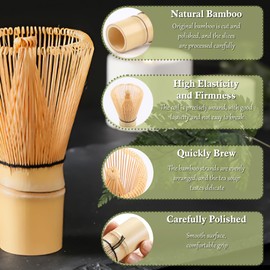 CAMATET 6 Pcs Matcha Whisk Set, Japanese Ceremonial Matcha Making Tools Kit for Bamboo Whisk, Matcha Scoop, Tea Spoon, Glass Whisk Holder, Powder Starter Sifter