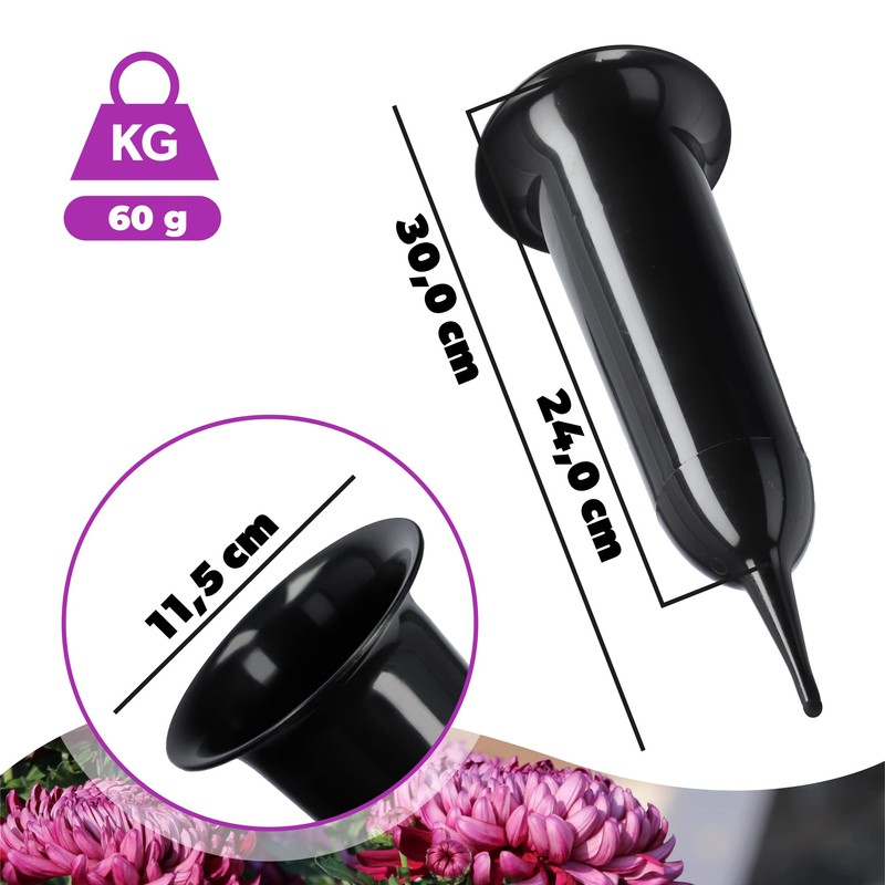 Kadax Plastic cemetery vase, weatherproof, frost-proof flower vase with spike,