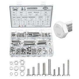 Mr. Pen- Hex Head Nuts and Bolts Assortment Kit, 246 pcs, Stainless Steel, #1/4"-20, #5/16"-18, #3/8"-16, Assorted Nuts and Bolts, Heavy Duty Screw Assortment Kit with Clear Storage Box