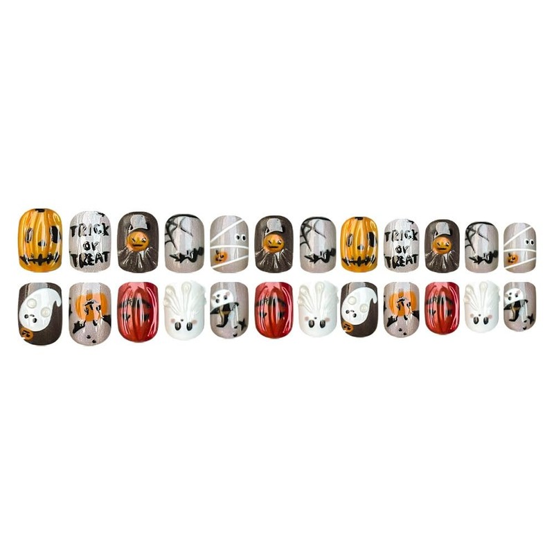 Halloween Press on Nails Short Square Nails Press on Black