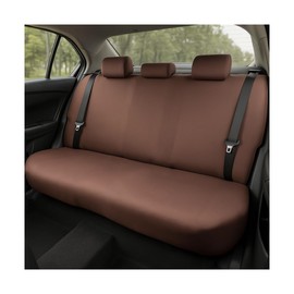 BESULEN Car Back Seat Cover, Dustproof Elastic Cloth Vehicle Rear Seat Bench Protector for Pets Kids, Waterproof Stretch Automobile Interior Accessories, Universal for Sedan Truck SUV (Coffee)