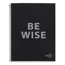 Miquelrius - Be Eco A4 Notebook, 80 Sheets 90 g/m², 7 mm Horizontal Lines, 1 Colour Strip, Hardback Cover, Messages, Charcoal Grey