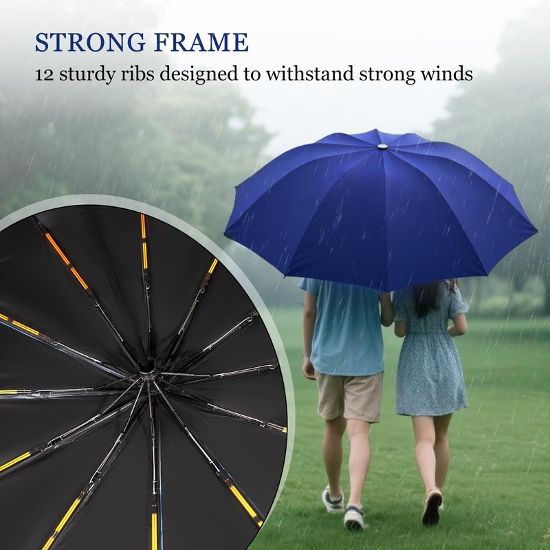 Ouqiesli Portable Folding Umbrella Compact Travel Windproof UV Protection Umbrella