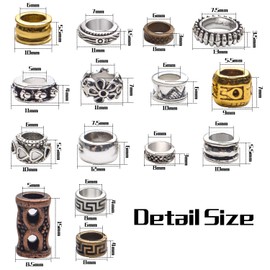 Dreadlock Beads,30 Pcs Metal Dreadlock Beads Large Hole Dreadlock Beads Hair Decoration Accesseries for Hair Braiding Jewelry Making