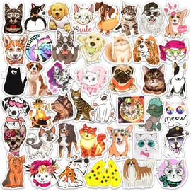 DETICKERS Dog and Cat Stickers for Kids Cute Pet Water Bottles 100 PCS Waterproof Vinyl Gifts for Kids Stickers