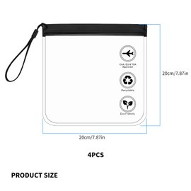 4 STK 1L Flugzeug Flüssigkeiten Beutel, Transparent Flugzeug Beutel Flüssigkeiten 20x20cm, Flughafensicherheit Zugelassene Kulturbeutel, Reise Kulturtasche, Kosmetiktasche (B)