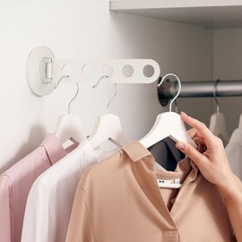 Greatim Laundry Hanger Wall Mount, Wall Mounted Clothes Hanger, Foldable Hanging Racks for Wall, Space Saving Closet Organizer, Clothing Hanging System Laundry Drying Rack (White)