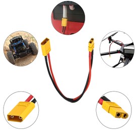 Nuofany XT60 to XT90 Adapter Cable 12AWG 11.81IN, XT60 Female to XT90 Male Connector Silicone Wire for RC FPV Drones Solar Generators Power Stations