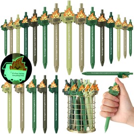 Sayglossy 60 Pcs Dumpster Fire Pen Gift Funny Luminous Dumpster Fire Ballpoint Pen with Saying Emotional Staff Appreciation Support Gift for Christmas Office Employee Coworker Student Teacher Team