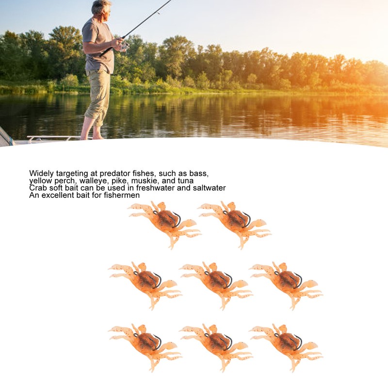 8Pcs Artificial Crab Bait 13cm 33.5g Simulation Crab Soft Lure