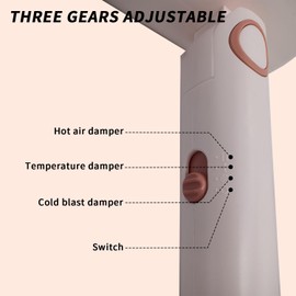 CLGTTBF Portable Hair Blow Dryer with Concentrator, 1000W Strong Power and Double Blue Light, Making Hair Dry Fast and Comfortable Unconsciously, Suitable for Home, Travel, Salon