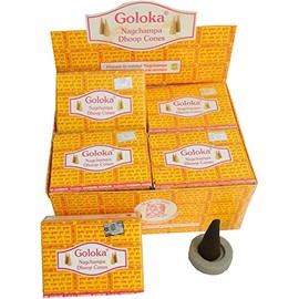 Goloka Nagchampa Dhoop Cones Incense Cones 120 Incense Cones 12 Boxes with Holder Bulk Pack Supply