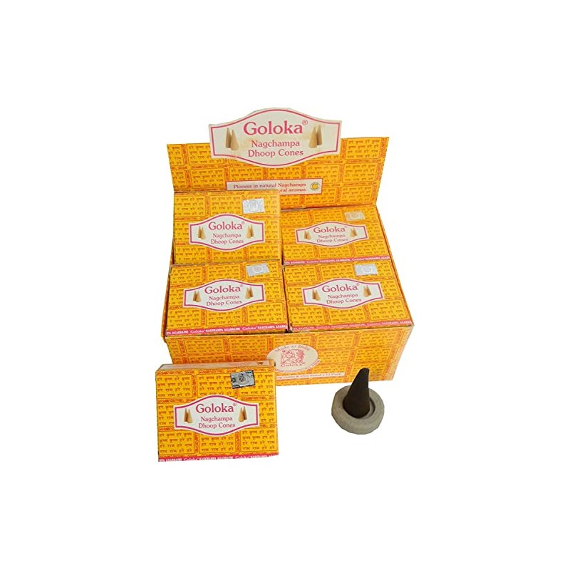 Goloka Nagchampa Dhoop Cones Incense Cones 120 Incense Cones 12