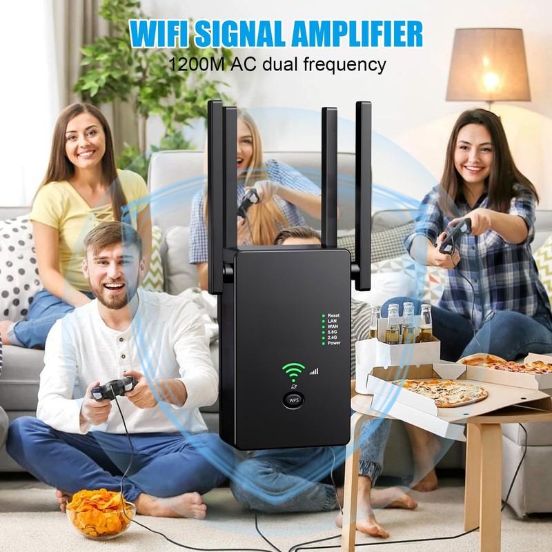 WLAN Repeater WLAN Verstärker 1200Mbit/s Dualband 2,4GHz+5GHz WiFi Booster mit