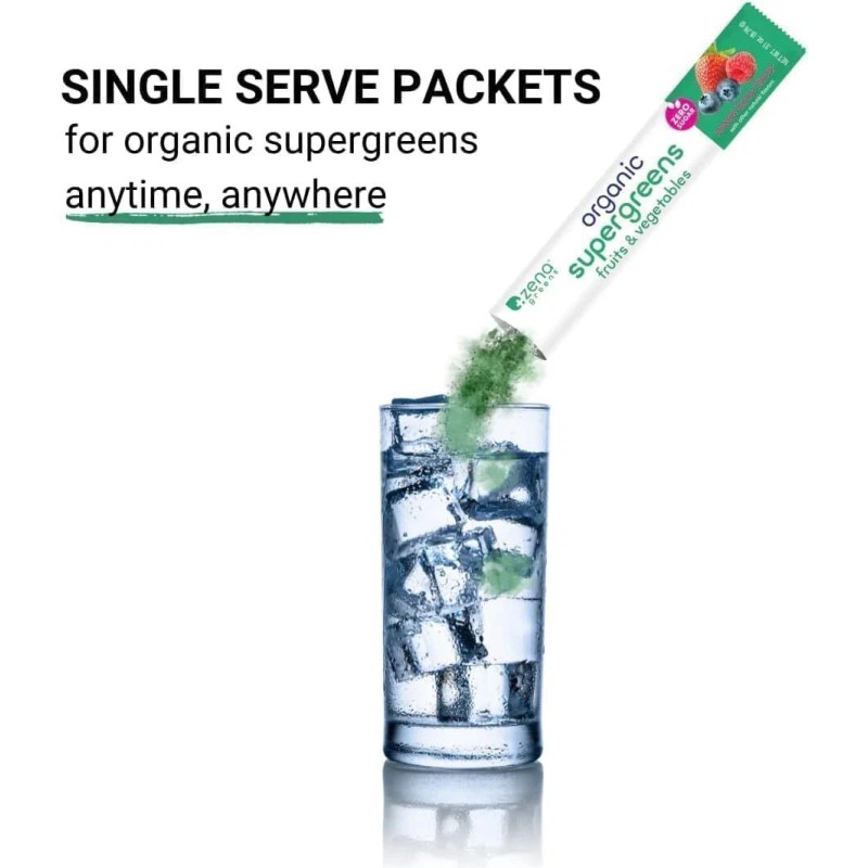 Zena Organics Supergreens, fruits and vegetables hydration 3.65 Ounce 45