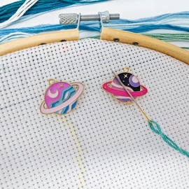 MAGNEECH 2pcs Planets Needle Minder，Magnetic Needle Minders for Cross Stitch and Embroidery - Keep Your Needles Secure