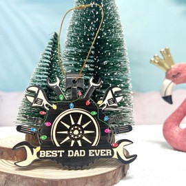 Mechanic Dad Ornament 2024, Car Mechanic Tool Christmas Ornament, Mechanic Wrench Tools Ornament for Christmas Trees, Auto Repair Tools for Engineer Technician Dad Daddy Father Papa