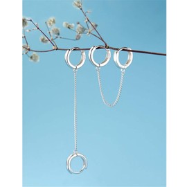 ANDPAI Unique Corn Chain Hoop Earrings Gold Silver Plated Double Piercing Earrings Dainty Small Huggie Hoop Minimalist Chain Cuff Earrings for Women Men Jewelry Gift (Silver)