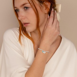 Halora Silver Bracelet for Women, 925 Sterling Silver Birthflower Bracelets October Birthstone Bracelet Friendship Jewellery Birthday Gifts for Mum Sisters Her