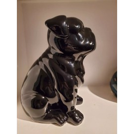 9 3/4"  Tall Black Ceramic English Bulldog Statue / Home or Office Decoration