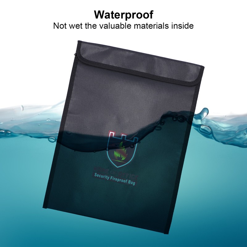 Fireproof Waterproof Bag Multi Function Money Document Jewelry Valuables Pouch