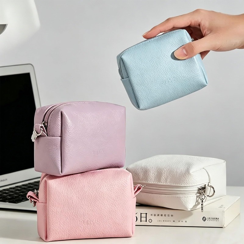 Period Bag, Sanitary Napkin Storage Bag, PU Period Pouch (Blue)