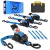 Retractable Ratchet Straps, 1763lb Break Strength Blue Self Retracting Ratchet