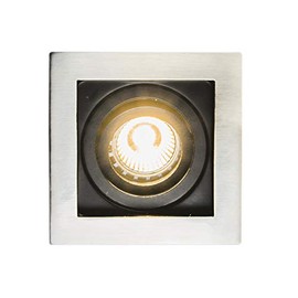 Qazqa - Modern Recessed Spotlight Steel I Silver I Nickel Matt with Black Inner Housing - Carree 1 I Living Room I Bedroom - Steel Square - LED Suitable for GU10