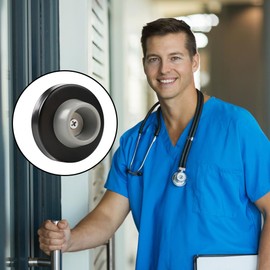 6pcs Concave Wall Door Bumper Stop Rubber Wall Mount Door stoppers Silver Stainless Round Door Knb Stop Protector Prevent Door Handle Damage Shield Walls, Easy to Install (Black)