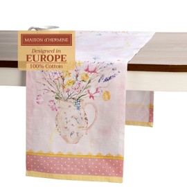 Maison d' Hermine Table Runner 100% Cotton 14.50 Inch x 72 Inch Decorative Tablerunner Easter Table Runners for Dining, Kitchen, Parties & Camping, Easter Zest (Single Layer) - Spring/Summer