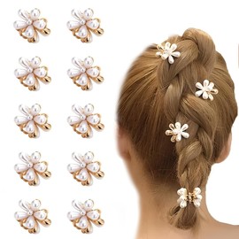 EIHI 10 Pack Mini Pearl Hair Clips Mini Flower Claw Clips Metal Clips Decorative Hair Accessories Elegant Women Hair Accessories Girls Birthday Party Wedding