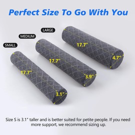 Cozyhealth Cervical Roll Pillow, Medium Soft Memory Foam Neck Round Pillow Cylinder Bolster Pillow for Sleeping, Round Neck Support for Bed, Legs, Back and Yoga (Grey, Medium - 3.9" H)