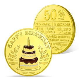 AtSKnSK Happy Birthday Coin for Collectors 50th Birthday Gifts for Men Women Wife Husband Mother Dad Grandparents Birthday Lucky Coins Token Gift (50th Birthday)