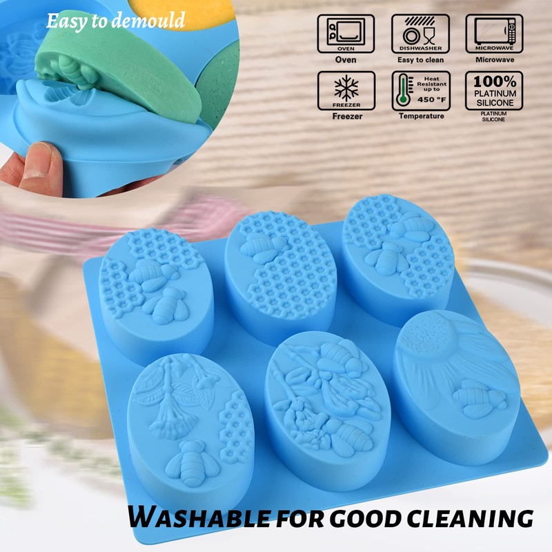 Sakolla Sakolla 2 Pack 6 Cavity Bee Silicone Soap Molds
