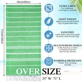 12 Pcs Turkish Beach Towels, Oversized Cotton Turkish Bath Beach Towels Lightweight Quick Dry Beach Towels 35 x 71 Inches Beach Blanket Turkish Towel for Beach Bathroom Pool Gym Yoga, 6 Colors