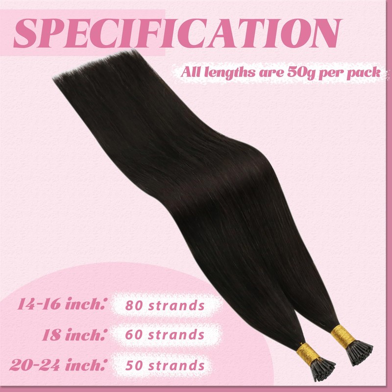 YoungSee I Tip Hair Extensions Human Hair Dark Brown 60s/50g