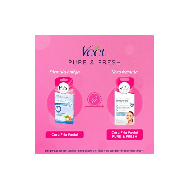 Veet Pure & Fresh, Bandas de Cera Depilatoria, Rostro, Piel