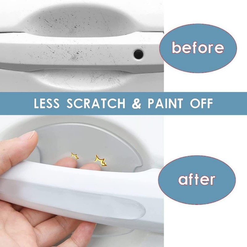 QIOON 8 Pcs Car Door Handle Protectors - Transparent Waterproof