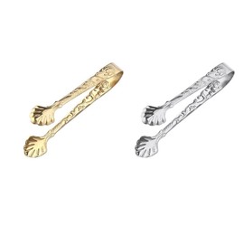 Leadigol 2PCS Stainless Steel Sugar Cube Tongs,Vintage Relief Small Ice Tongs Mini Serving Tongs Small Food Clip,For Appetizers, Sugar,Salad, Ice,Tea and Coffee