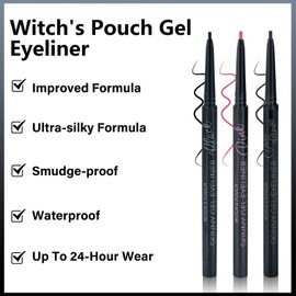Witch's Pouch Gel Eyeliner Pencil Waterproof Smudge Proof, Long-Lasting Eye Liner Pencils, High-Intensity Colored Waterproof Eyeliner Pencil, Ultra-Smooth Korean Eye Pencil Eye Makeup (06 Pink)
