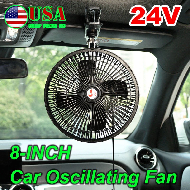 XUKEY 8inch 24V Car Oscillating Clip On Fan Rotatable Cooler