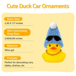 wonuu Rubber Duck Car Ornaments Duck Car Dashboard Decorations with Fashion Knit Hat Duck for Car Dashboard Decoration Accessories. Sky Blue