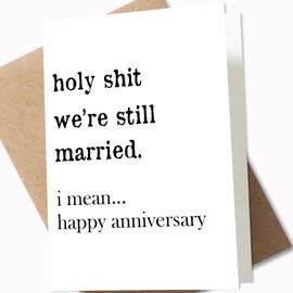 Anniversary Card, Funny Happy Anniversary Card for Couple, Anniversary Merch Gifts for Wife Husband Him Her (5 x 7 Inch Card with Kraft Envelope)