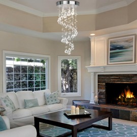 CRYSTOP 3-Lights Spairal Crystal Chandelier,Modern Raindrop Light Fixture Pendant Ceiling Mount Lamp Lighting Fixtures for LivingRoom, Bedroom, Bathroom D9“ X H21.3”