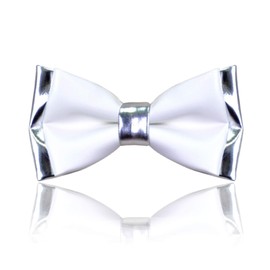 White and Silver Pre-tied bow tie style for Tuxedo, Wedding, Christmas, Graduation, New Year | CK bow tie (J Bow Tie- White and Silver)