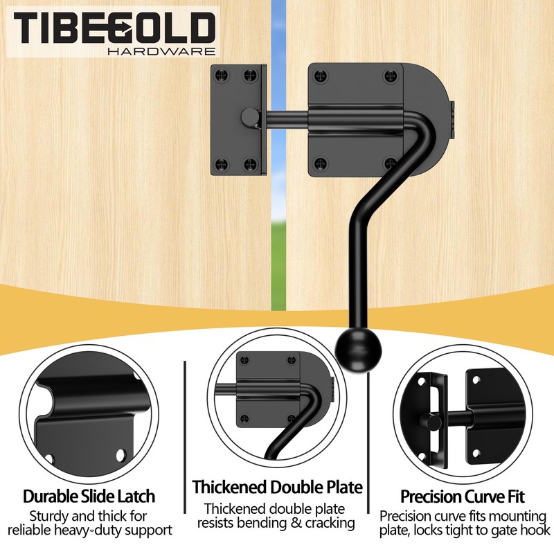 TIBEGOLD Slide Bolt Gate Latch, Heavy Duty Door Latch Hook